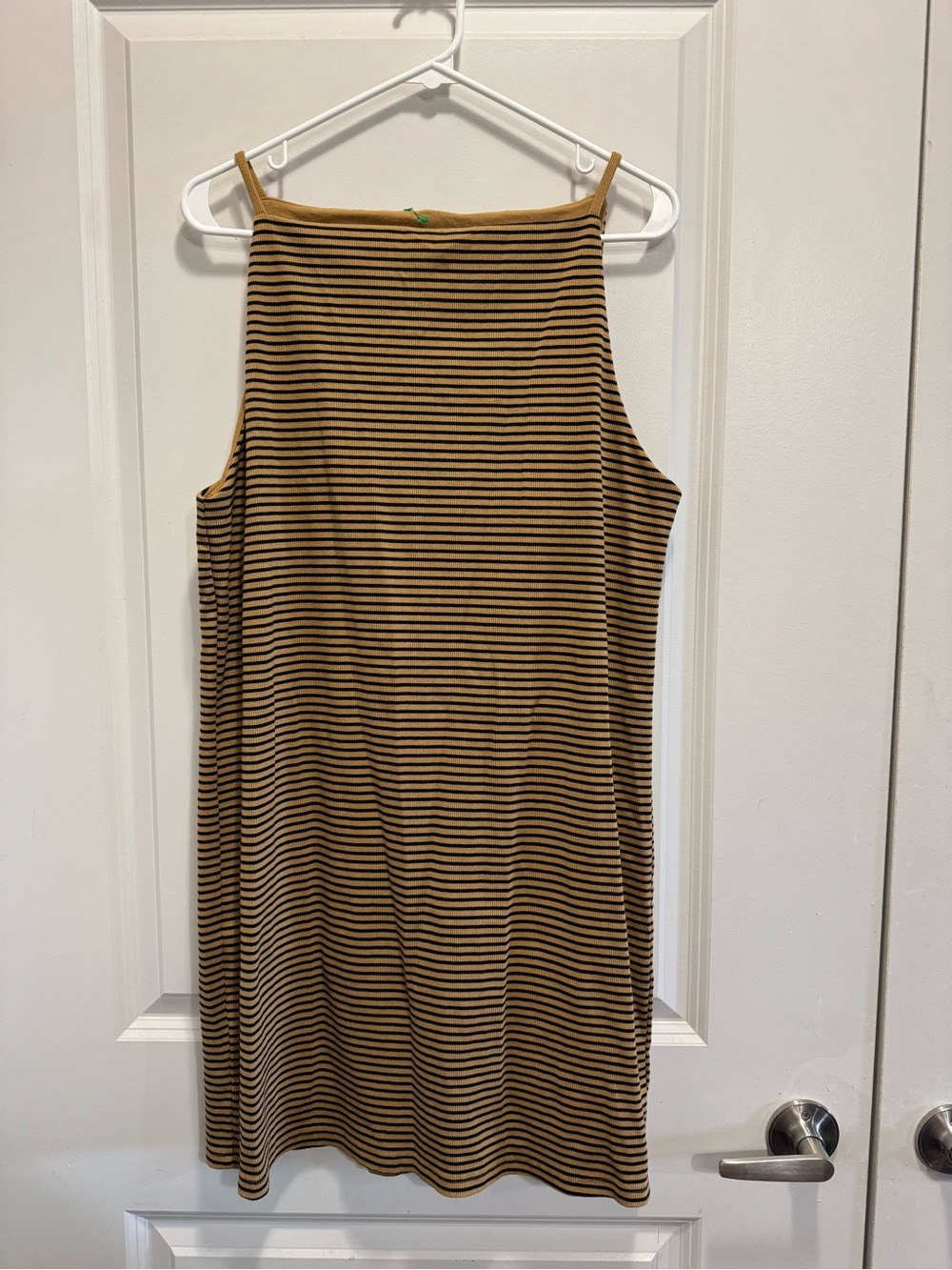 & Other Stories Camel and Black Striped Mini Dress